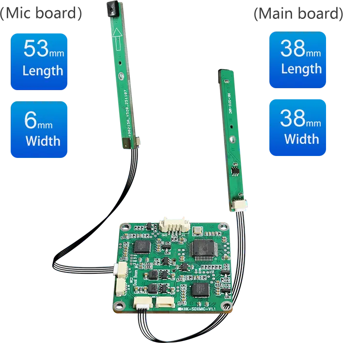 HK-SDXMIC-V1.1 main board and microphone board dimensions