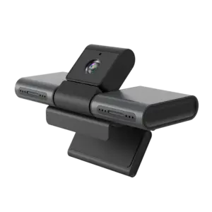 K100 12MP AI voice interactive camera front view featuring 4-mic array and 12MP autofocus lens for digital human interaction