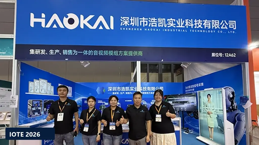 HAOKAI team standing at its IOTE exhibition booth